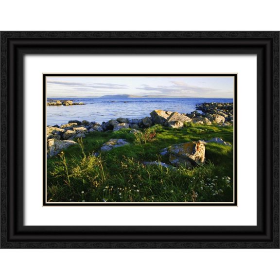 Flaherty, Dennis 24x17 Black Ornate Wood Framed with Double Matting Museum Art Print Titled - Ireland, Galway Bay Bay in late afternoon light