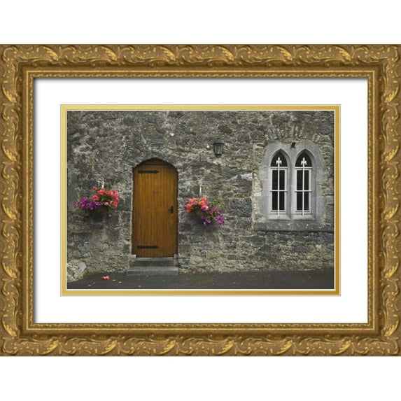 Flaherty, Dennis 24x17 Gold Ornate Wood Framed with Double Matting Museum Art Print Titled - Ireland, Adare Entrance to Trinitarian Monastery