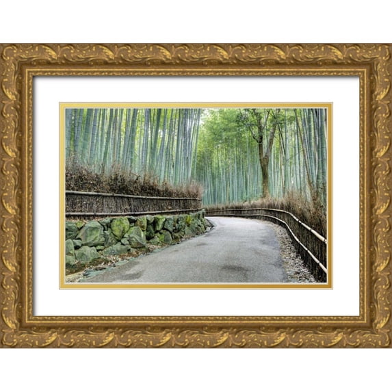 Flaherty, Dennis 24x17 Gold Ornate Wood Framed with Double Matting Museum Art Print Titled - Japan, Kyoto Arashiyama Bamboo Grove