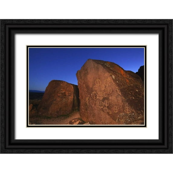 Flaherty, Dennis 32x23 Black Ornate Wood Framed with Double Matting Museum Art Print Titled - CA, Owens Valley, Bishop Rock with petroglyphs