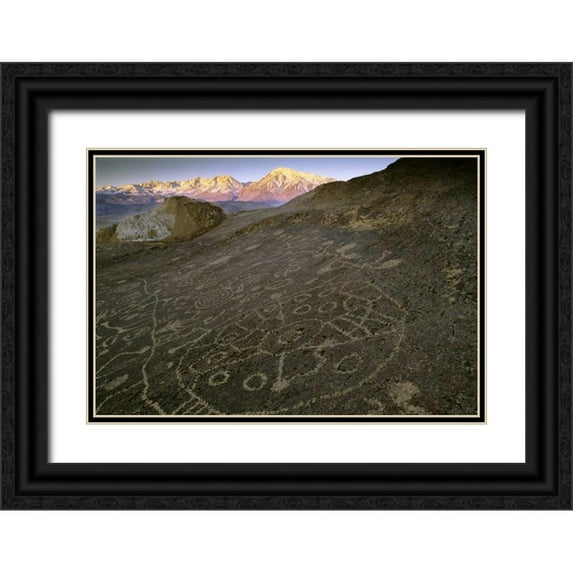 Flaherty, Dennis 32x23 Black Ornate Wood Framed with Double Matting Museum Art Print Titled - Nevada Sierra Nevada, Great Basin, Petroglyphs