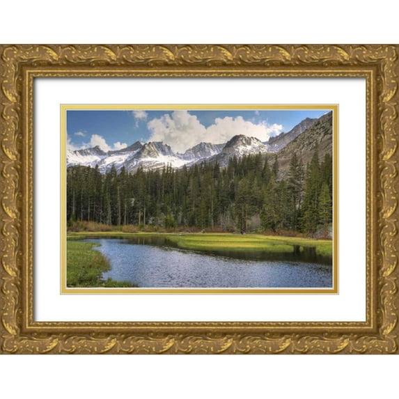 Flaherty, Dennis 32x23 Gold Ornate Wood Framed with Double Matting Museum Art Print Titled - California, Sierra Nevada Weir Pond landscape