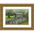 thumbnail image 1 of Flaherty, Dennis 32x23 Gold Ornate Wood Framed with Double Matting Museum Art Print Titled - TN, Great Smoky Mts Fence and abandoned cabin, 1 of 4