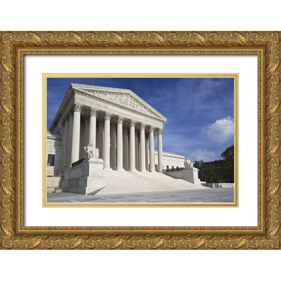 Flaherty, Dennis 32x23 Gold Ornate Wood Framed with Double Matting Museum Art Print Titled - Washington, DC, Supreme Court Building Exterior