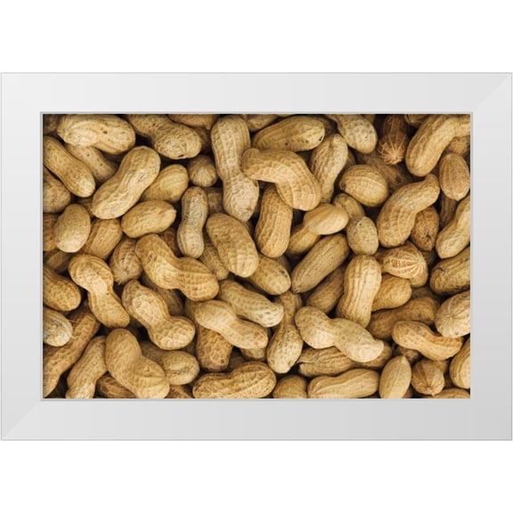 Flaherty, Dennis 32x23 White Modern Wood Framed Museum Art Print Titled - Close-up of unshelled peanuts