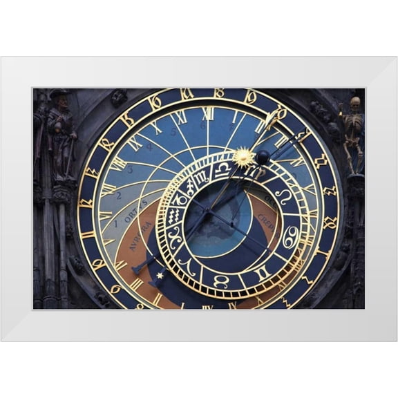 Flaherty, Dennis 32x23 White Modern Wood Framed Museum Art Print Titled - Czech Republic, Prague Astronomical clock
