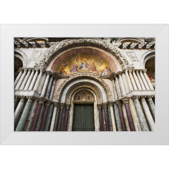 Flaherty, Dennis 32x23 White Modern Wood Framed Museum Art Print Titled - Italy, Venice Basilica San Marco-Venice mosaic