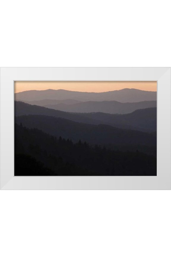 Flaherty, Dennis 32x23 White Modern Wood Framed Museum Art Print Titled - North Carolina Oconaluftee Overlook at sunrise