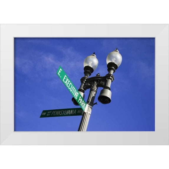 Flaherty, Dennis 32x23 White Modern Wood Framed Museum Art Print Titled - Washington, DC Historic Pennsylvania Ave Sign