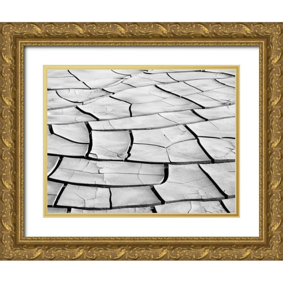 Flaherty, Dennis 32x25 Gold Ornate Wood Framed with Double Matting Museum Art Print Titled - California, Death Valley Patterns in dried mud