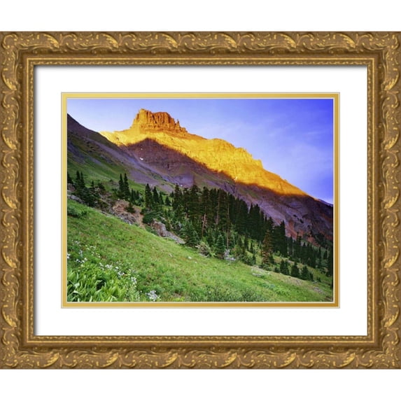 Flaherty, Dennis 32x25 Gold Ornate Wood Framed with Double Matting Museum Art Print Titled - USA, Colorado Sunset on Yankee Boy Basin