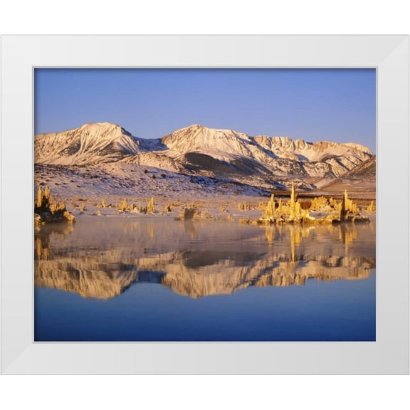 Flaherty, Dennis 32x26 White Modern Wood Framed Museum Art Print Titled - California Hills and tufas reflect in Mono lake