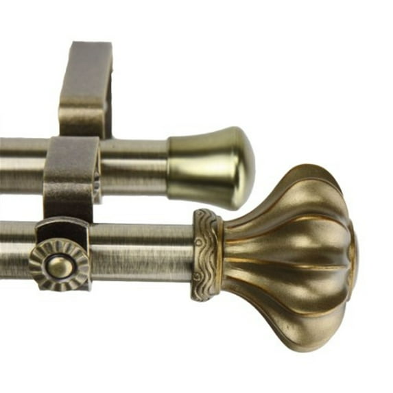 Flair 13/16 inch Double Curtain Rod-Color:Antique Brass,Size:48-84"