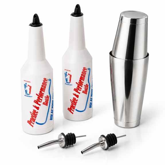 Flair Bottle Bartender 5-Piece Practice & Performance Kit with Shaker