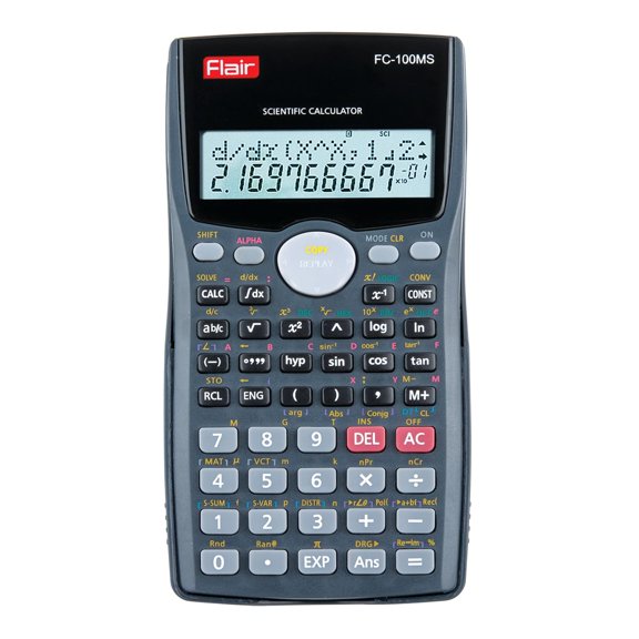 Flair FC-100MS Desktop Series Scientific Calculator | 300 Functions With 40 Scientific Calculations | Two Line Display | 10 + 2 Digits Calculator | For Student & Financial Work | Black