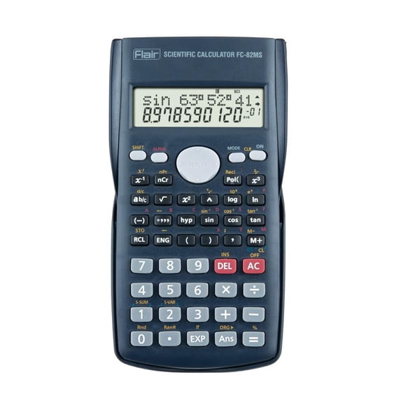 Flair FC-82MS Scientific Series Calculator | 240 Functions With 40 Scientific Calculations | Two Line Display | Square Root Function | 10 + 2 Digits Calculator | Sliding Hard Cover | Black