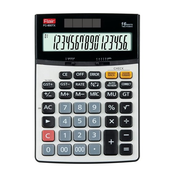 Flair FC-900tx GST Function And Currency Converter Calculator | 16 Digits Display - 112 Steps Check & Correct