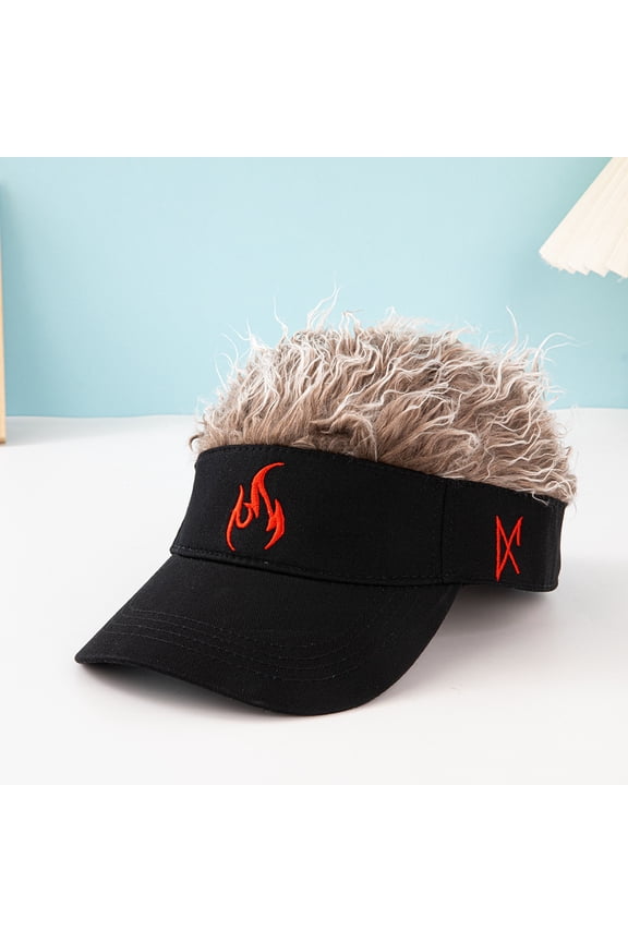 Flair Hair Sun Visor Hat for Women with Adjustable Fake Hair Ponytail - UPF 50+ UV Protection Wide Brim Baseball Cap for Hair Loss, Thin Hair, Driving, Golf, Outdoor Activities