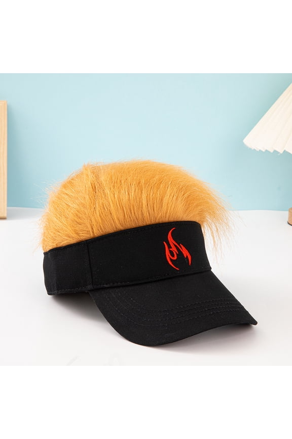 Flair Hair Sun Visor Hat for Women with Adjustable Fake Hair Ponytail - UPF 50+ UV Protection Wide Brim Baseball Cap for Hair Loss, Thin Hair, Driving, Golf, Outdoor Activities