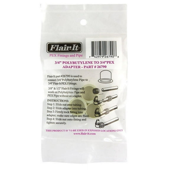Flair-It Plastic Pipe Adapter Flair Fitting - Durable Polymer - 3 Pack, 0.75 In.