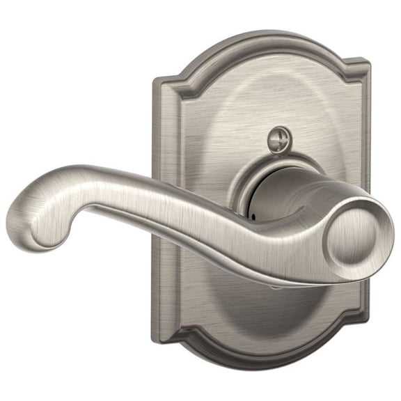 Flair Left Handed Lever with Camelot Trim Non-Turning Lock, Satin Nickel (F170 FLA 619 CAM LH)