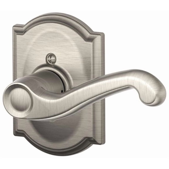 Flair Right Handed Lever with Camelot Trim Non-Turning Lock, Satin Nickel (F170 FLA 619 CAM RH)