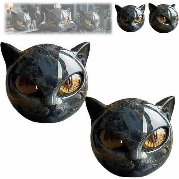 Flairgifts Luxury Black Cat Stone Sculpture – Elegant Home Décor & Gift-Ready Art Piece, Black Obsidian Cat Decor Statue Figurine, Hand Carved Crystals Healing Stones, Gifts for Cats Lovers