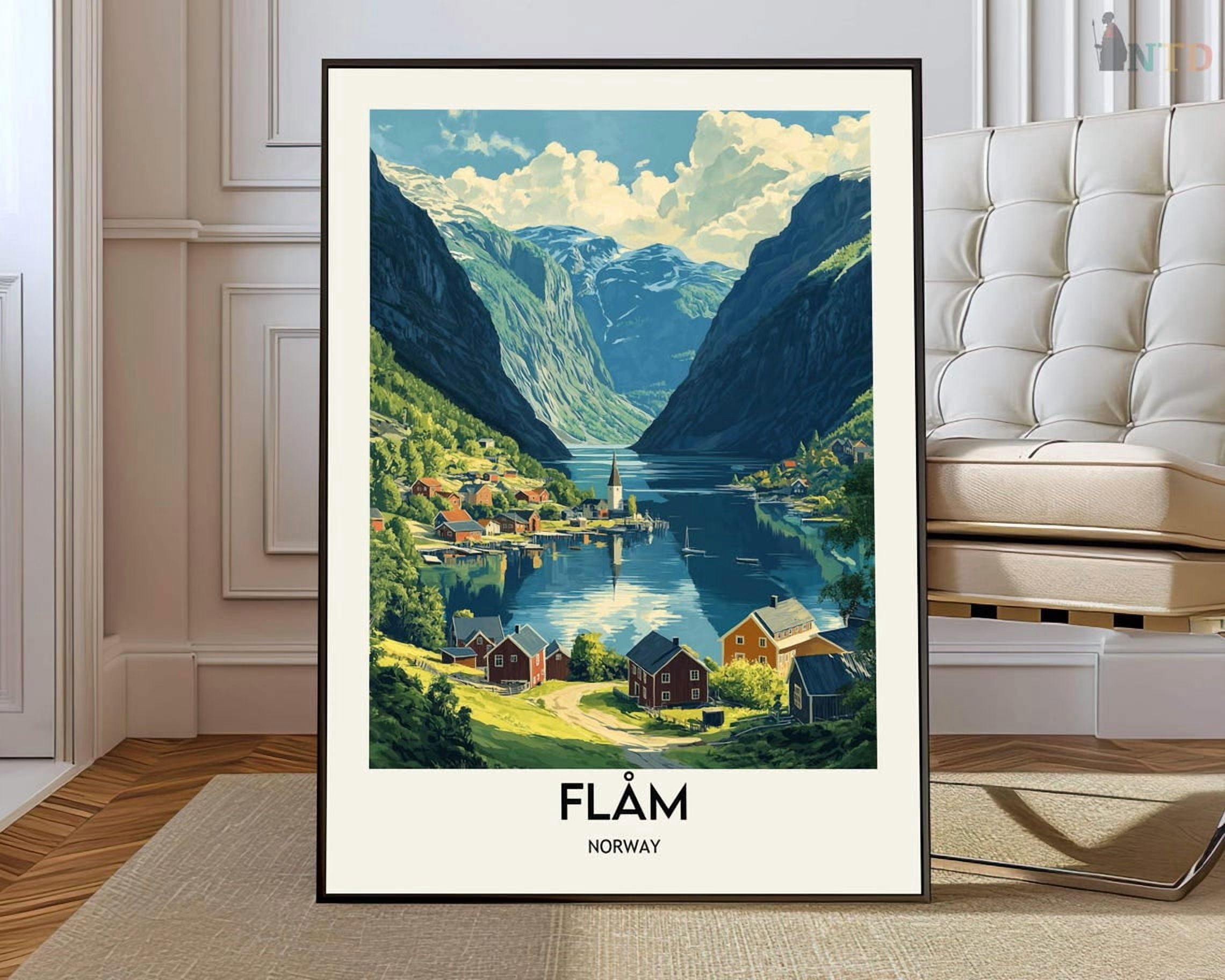 Flam Norway Wall Art Print, Aurlandsfjord Scenic Travel Decor - Walmart.com
