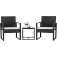 thumbnail image 1 of Flamaker 3 Pieces Patio Furniture Outdoor Wicker Modern Rattan Chair Conversation Sets with Coffee Table for Yard, Bistro(White), 1 of 7