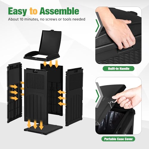 Flamaker 30 Gallon Trash Can, Resin Outdoor Garbage Can with Lid