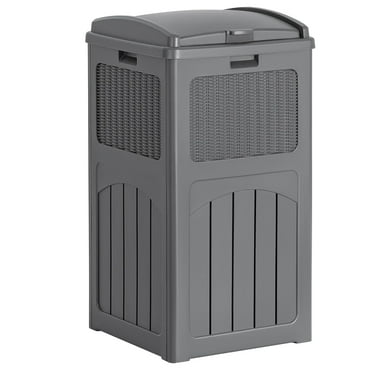 Flamaker 30 Gallon Trash Can, Resin Outdoor Garbage Can with Lid, Waterproof Hideaway Patio Waste Bins for Outside Use