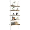 thumbnail image 1 of Flamaker 5-Tier Bookshelf  Wall Mount Ladder Bookshelf, Wood Board and Metal Frame, Modern Tall Narrow Storage Organizer for Home Office (White), 1 of 14