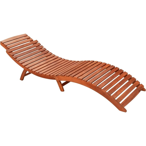 Flamaker Lounge Chairs for Outside Folding Acacia Wood Chaise Lounge with Side Handle Sun Lounger for Poolside, Lawn, Backyard (1 Piece)