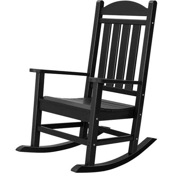 Flamaker Outdoor Rocking Chair All-Weather Patio Rocker Chairs Oversized with Widened Armrests for Lawn Patio Garden Beach Backyard Porch Fire Pit (Black)
