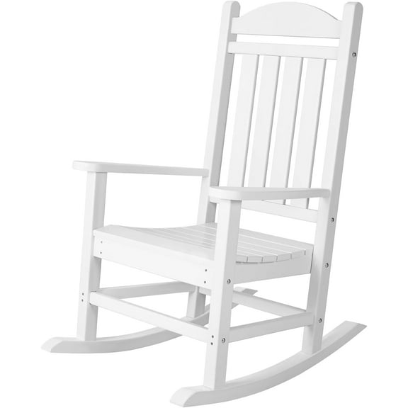 Flamaker Outdoor Rocking Chair All-Weather Patio Rocker Chairs Oversized with Widened Armrests for Lawn Patio Garden Beach Backyard Porch Fire Pit (White)