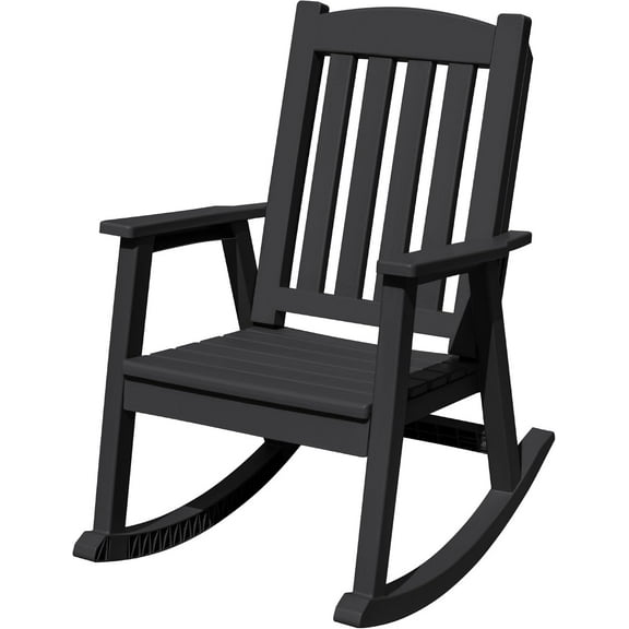 Flamaker Outdoor Rocking Chairs, PP Material Patio Rocking Chairs All Weather Resistant, Heavy Duty Rockers with High Back for Patio Backyard Porch (Black)