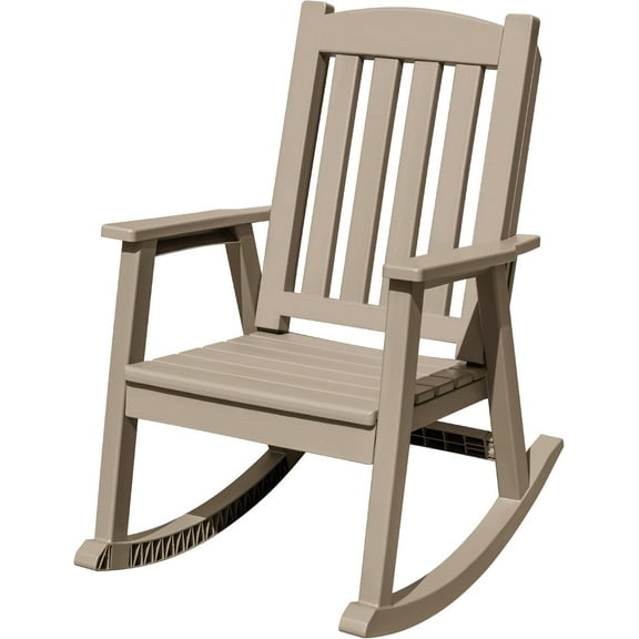 Flamaker Outdoor Rocking Chairs, PP Material Patio Rocking Chairs All Weather Resistant, Heavy Duty Rockers with High Back for Patio Backyard Porch (Light Brown)