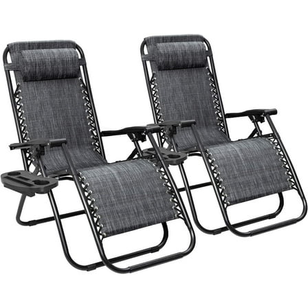 Flamaker Patio  Chair Outdoor  Recliners Adjustable Lawn Lounge Chair with Pillow for Poolside, Yard and Camping (Grey)