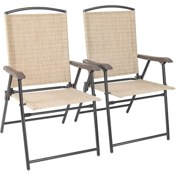 Flamaker Patio Chairs Outdoor Chairs Set of 2 Portable Folding Sling Chair for Lawn Camping Yard Beach