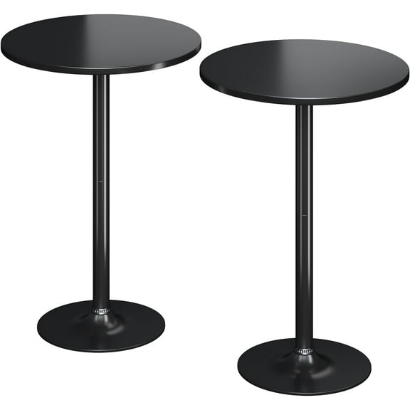 Flamaker Round Bistro Pub Table 1 Pack Modern Style Metal Base MDF Top Cocktail Bar Table Counter Bar Height for Pub, Dining Room, Party (Black)