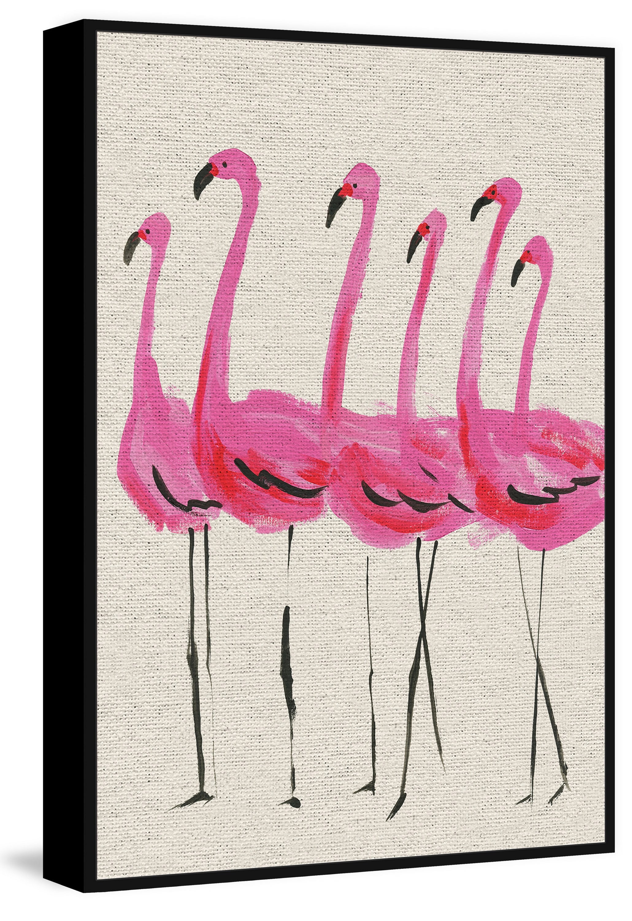 Flamants Roses Floater Framed Painting Print on Canvas