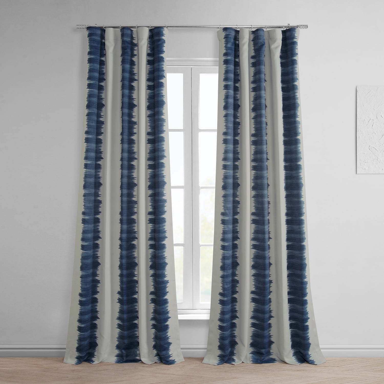 Flambe Blue Ikat Print Blackout Twin Curtains