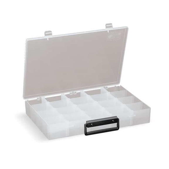 Flambeau Adj Comprt Bx,Snap-Shut,Clr,2 in 999-2