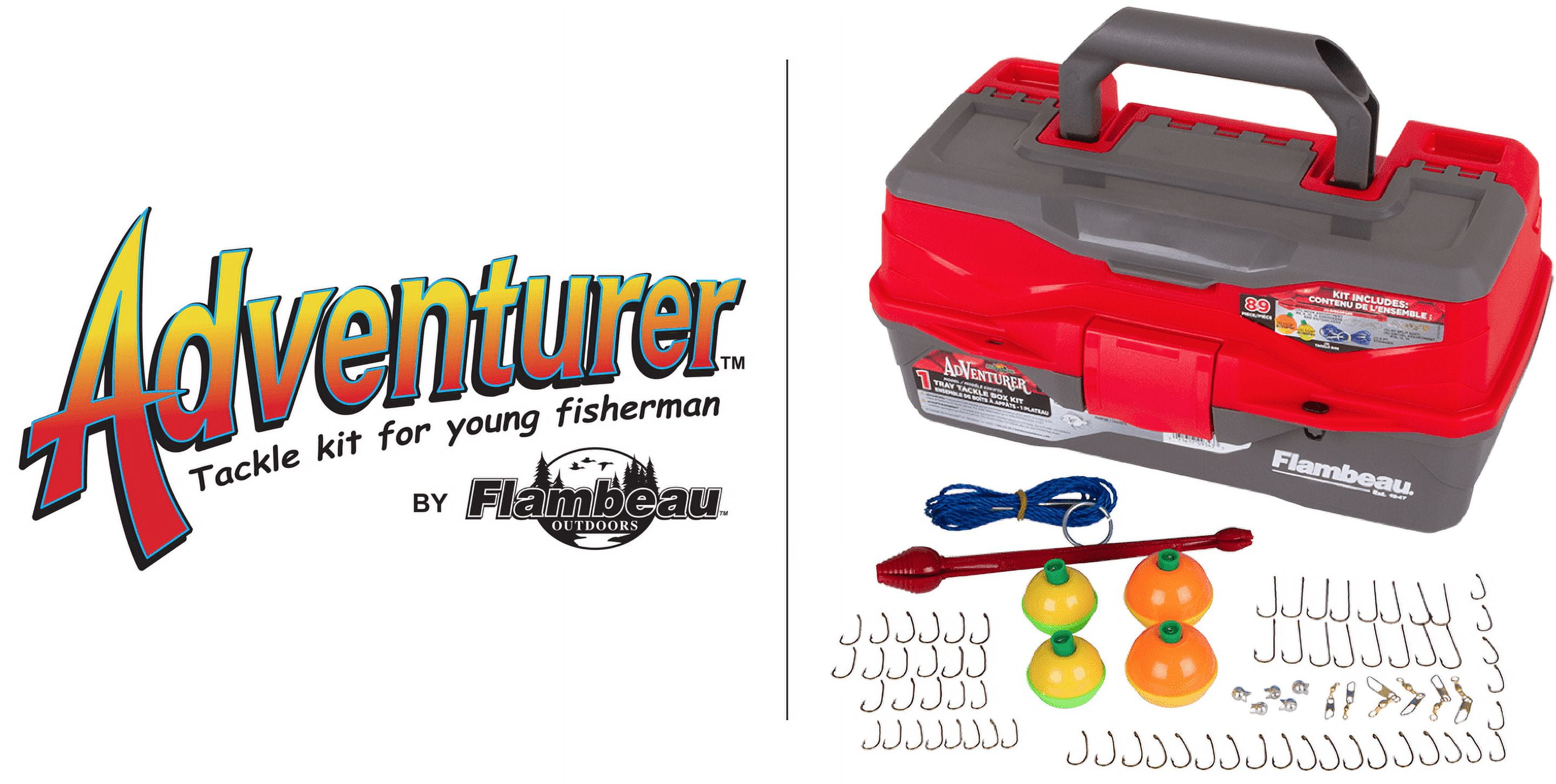 flambeau adventurer kid's 1-tray tackle box with starter kit Outdoors 6383FTK 3-Tray Kit, Complete Fishing Tackle Hooks, Bobbers, Stringer, and More, Green : Sports & Outdoors Its about seven decades of dedication to innovative product that are Built to Fish FLAMBEAU ADVENTURER 3-TRAY 137 PIECE