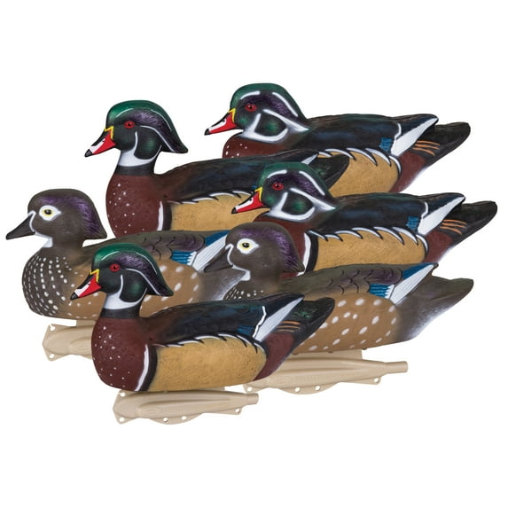 Flambeau Outdoors,15.5 inch, Wood Duck Decoys, Waterfowl Duck Decoys, 6 Pack, 7.05 Pounds