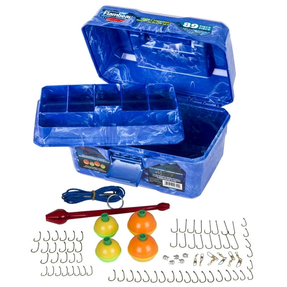 Flambeau Outdoors, 355BMR Big Mouth Tackle Box 89 Piece Tackle Box Kit, Plastic, Blue, 8.75 inches