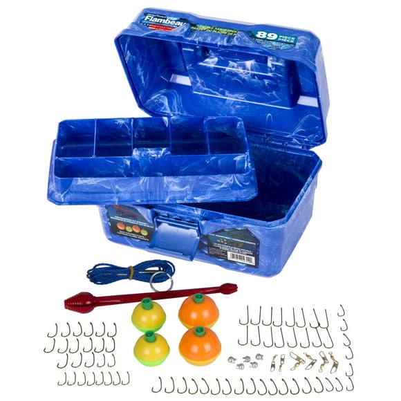 Flambeau Outdoors, 355BMR Big Mouth Tackle Box 89 Piece Tackle Box Kit, Plastic, Blue, 8.75 inches