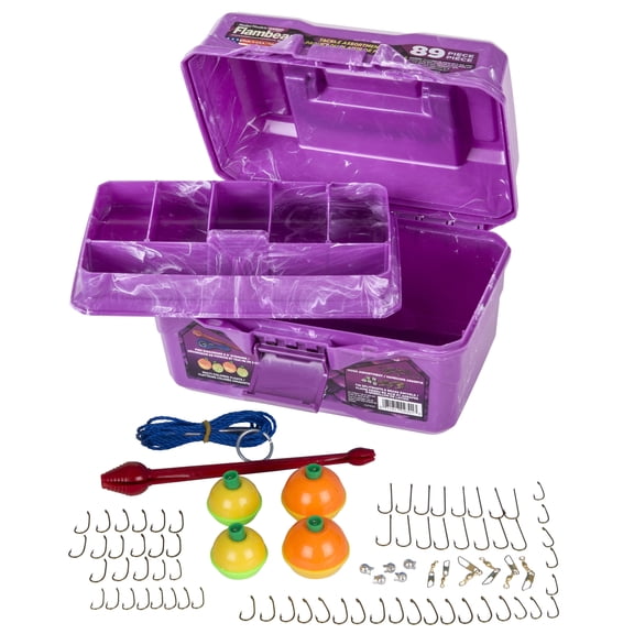 Flambeau Outdoors, 355BMT Big Mouth Tackle Box 89 Piece Kids Tackle Box Kit, Purple, 8.75 inches