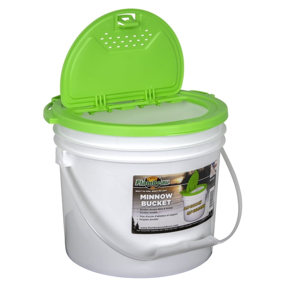 Flambeau Outdoors, 6053BC 3.5 Gallon Minnow Bucket, Bait Storage, Green, 12 inches, Plastic
