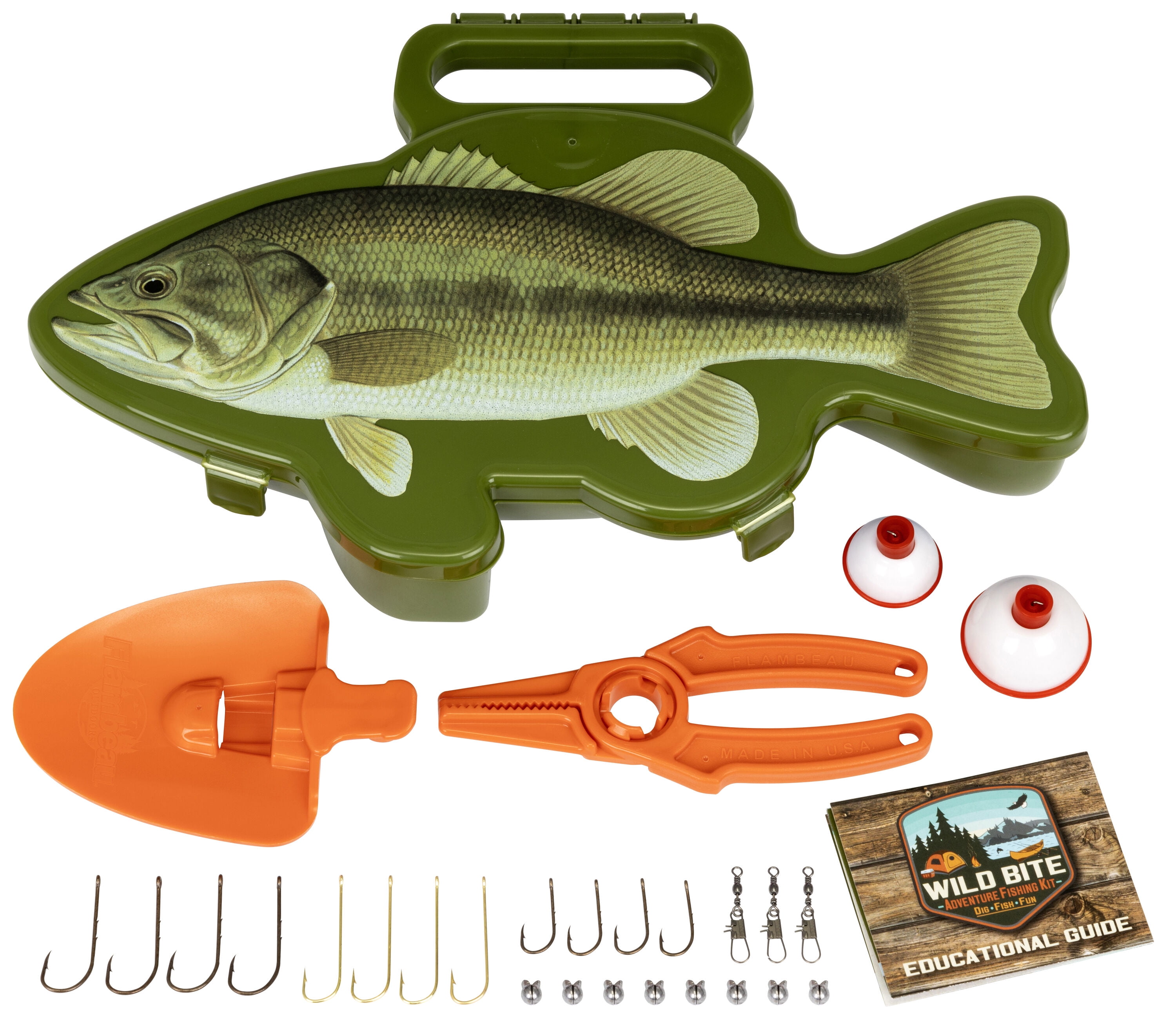 Flambeau Outdoors, Wild Bite Trout 25 Piece Kids Tackle Kit, Fishing Tackle  Box, 10.75 inches, Plastic 